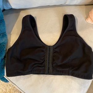 ABC black open front bra - post surgery comfort bra. Pockets for padding or form